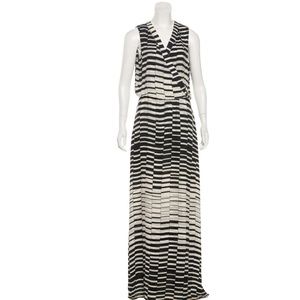 PARKER XS Silk Maxi Dress Black and White